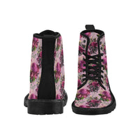 Pink Floral-Women's Boots, Combat boots, , Combat Shoes, Hippie Boots - MaWeePet- Art on Apparel