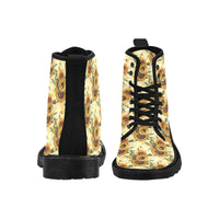Sunflower Cream -Women's Boots, Combat boots, , Combat Shoes, Hippie Boots - MaWeePet- Art on Apparel