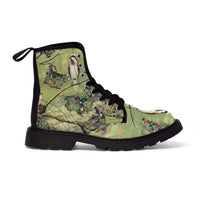 Sparrow Connection -Women's Canvas Boots, Combat boots , Handcraft Boots, Womens Boots,  Fashion Shoes, Combat Shoes, Hippie Boots - MaWeePet- Art on Apparel