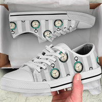 Sneakers-On Time -Womans Low Top Canvas Sneakers, Cruise Fashion Shoes - MaWeePet- Art on Apparel