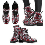 Women's Combat boots,  Festival, Combat Boots, Lace up Boots- Bitcoin Crypto Red- - MaWeePet- Art on Apparel