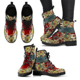 Dragonfly Mandala  Red -Women's Combat boots, Hippie Boots - MaWeePet- Art on Apparel