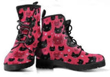 Black & Red Cat Faces -Women's Boots, Combat boots,  Festival Combat, Hippie Boots - MaWeePet- Art on Apparel