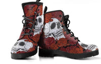 Skull & Roses-Women's Combat boots,  Festival Combat, Hippie Boots Lace up, Classic Short boots - MaWeePet- Art on Apparel