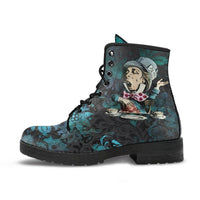 Alice's Mad Hatter  -Classic boots, combat boots, Lace up, Festival hippy boots - MaWeePet- Art on Apparel