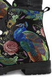 Artful Peacock -Women's Combat boots,  Festival Combat, Hippie Boots Lace up, Classic Short boots - MaWeePet- Art on Apparel