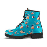 Swimming Ladies- Combat Boho Hippie Boots Lace up, Classic Short boots - MaWeePet- Art on Apparel