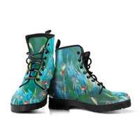 Seedlings Turquoise Birds -Classic boots, combat boots, Lace up Festival boots - MaWeePet- Art on Apparel