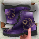 Sun and Moon Purple Nebula  - Classic boots, combat boots, Lace up, Festival hippy boots - MaWeePet- Art on Apparel