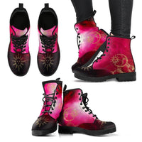 Nebula Sun And Moon-Women's Combat boots,  Festival, Combat, Vintage Hippie Lace up Boots - MaWeePet- Art on Apparel