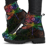 Dragonfly Color- Ankle Boots, Women's Lace Up, Combat boots, Classic Short boots - MaWeePet- Art on Apparel